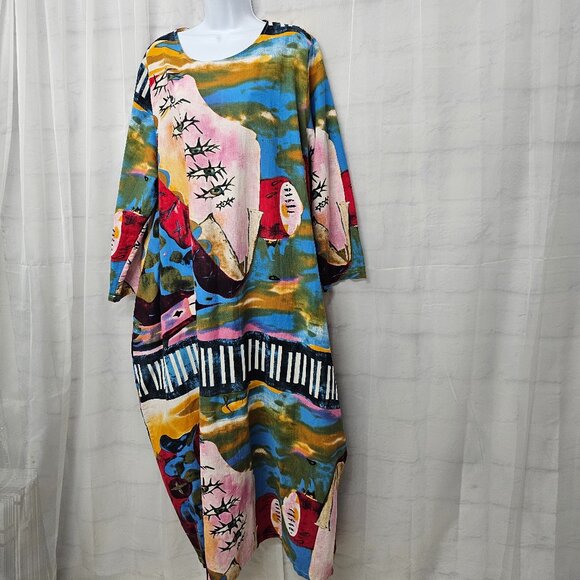 Audate Dress Maxi Artsy Avant Garde Evil Eye Shift Festival 3XL - Picture 5 of 11